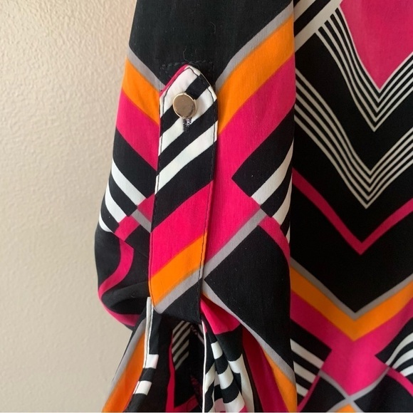 Cache Bright Colorful Striped Abstract Pullover V Neck Tunic/ Blouse Size M - Picture 9 of 13
